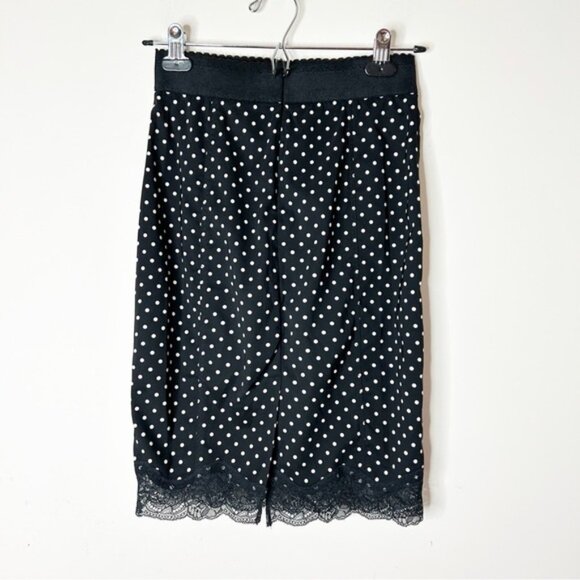 Victoria's Secret Polka Dot Mini Pencil Skirt High Rise Waist Lace trim Black 0 - Picture 9 of 14